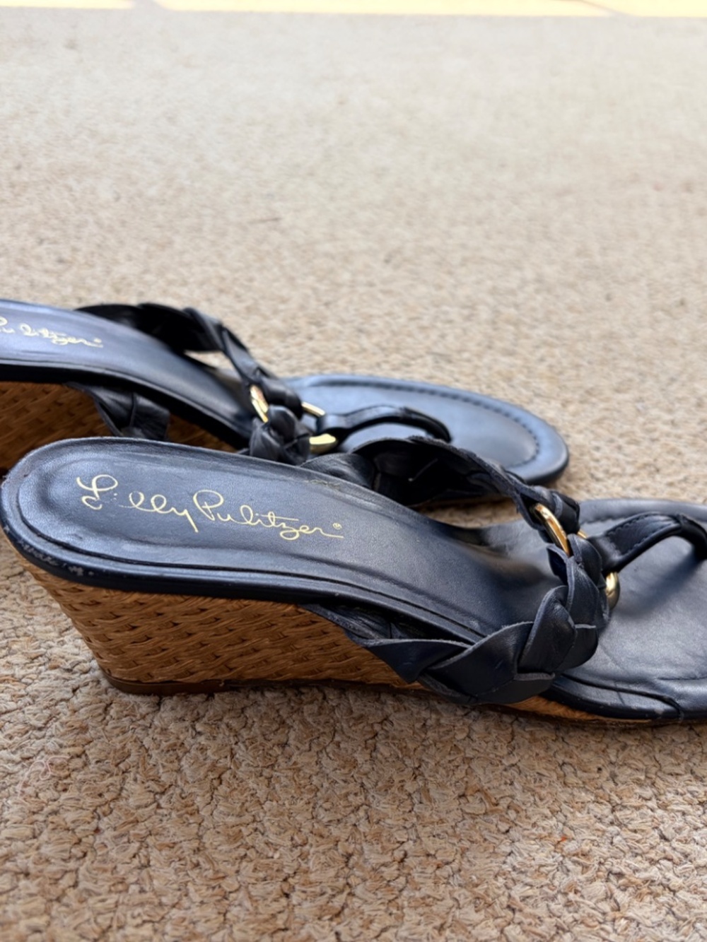 Lilly Pulitzer Navy Wedge Sandals Size 5.5 - Picture 5 of 5